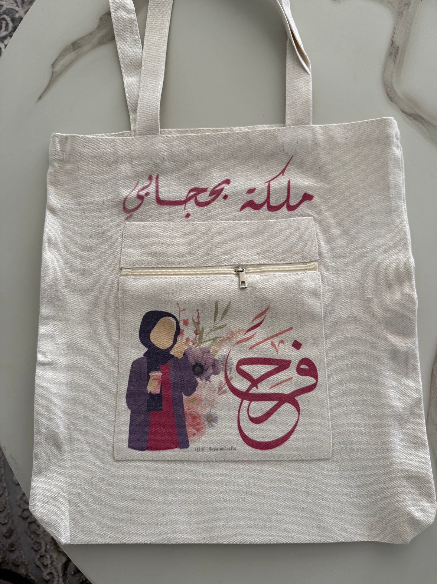 Tote bag with outer zipper pocket