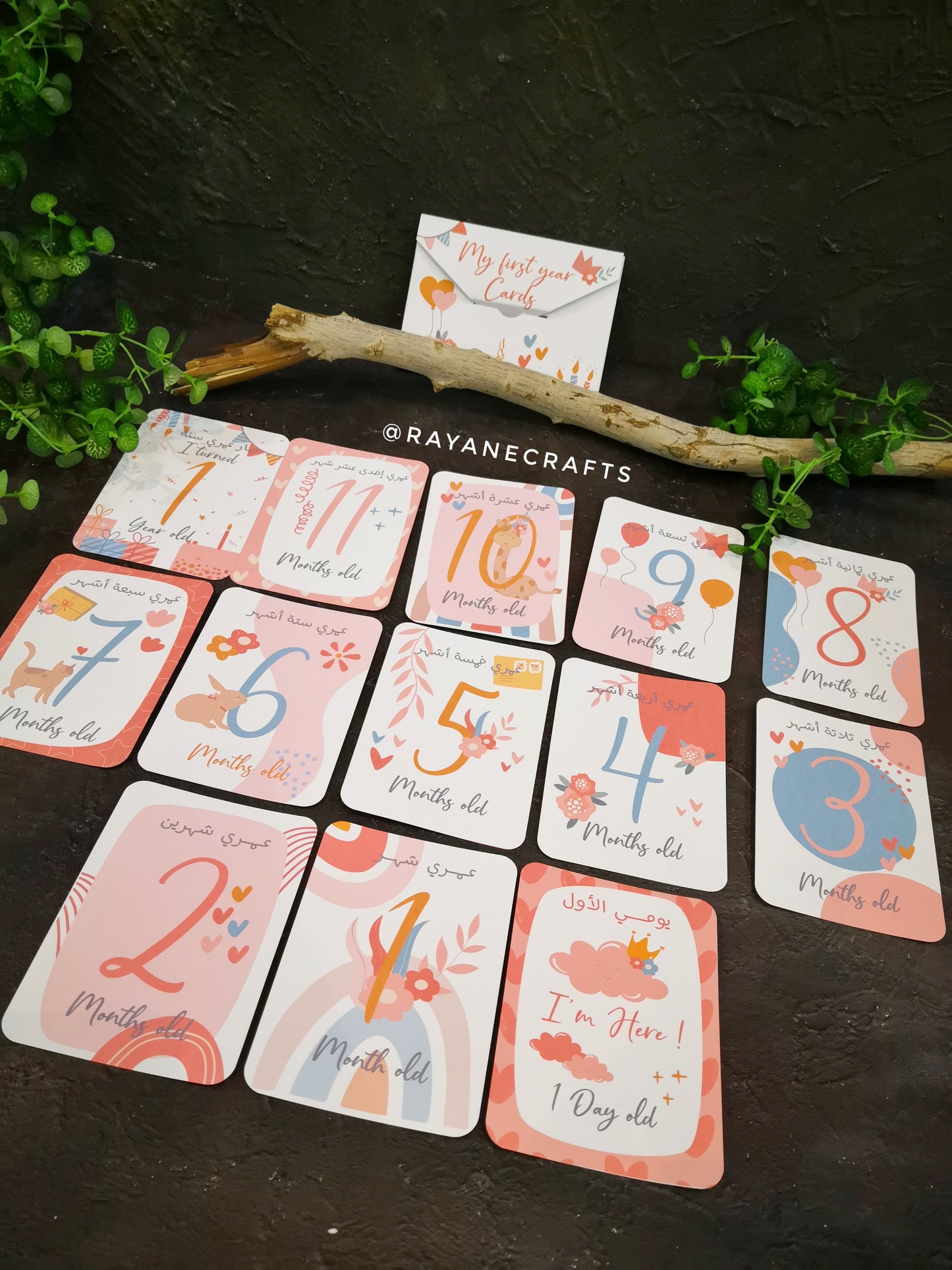 Baby girl first year cards